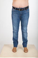 Leg Woman Casual Jeans Average Wrinkles Studio photo references